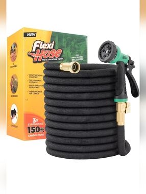 Flexi Hose Expandable Garden Hose & On/Off Valve, 150FT -Lightweight Retractable
